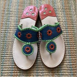 🩴Jack Rogers colorful leather sandal. Size 7M.